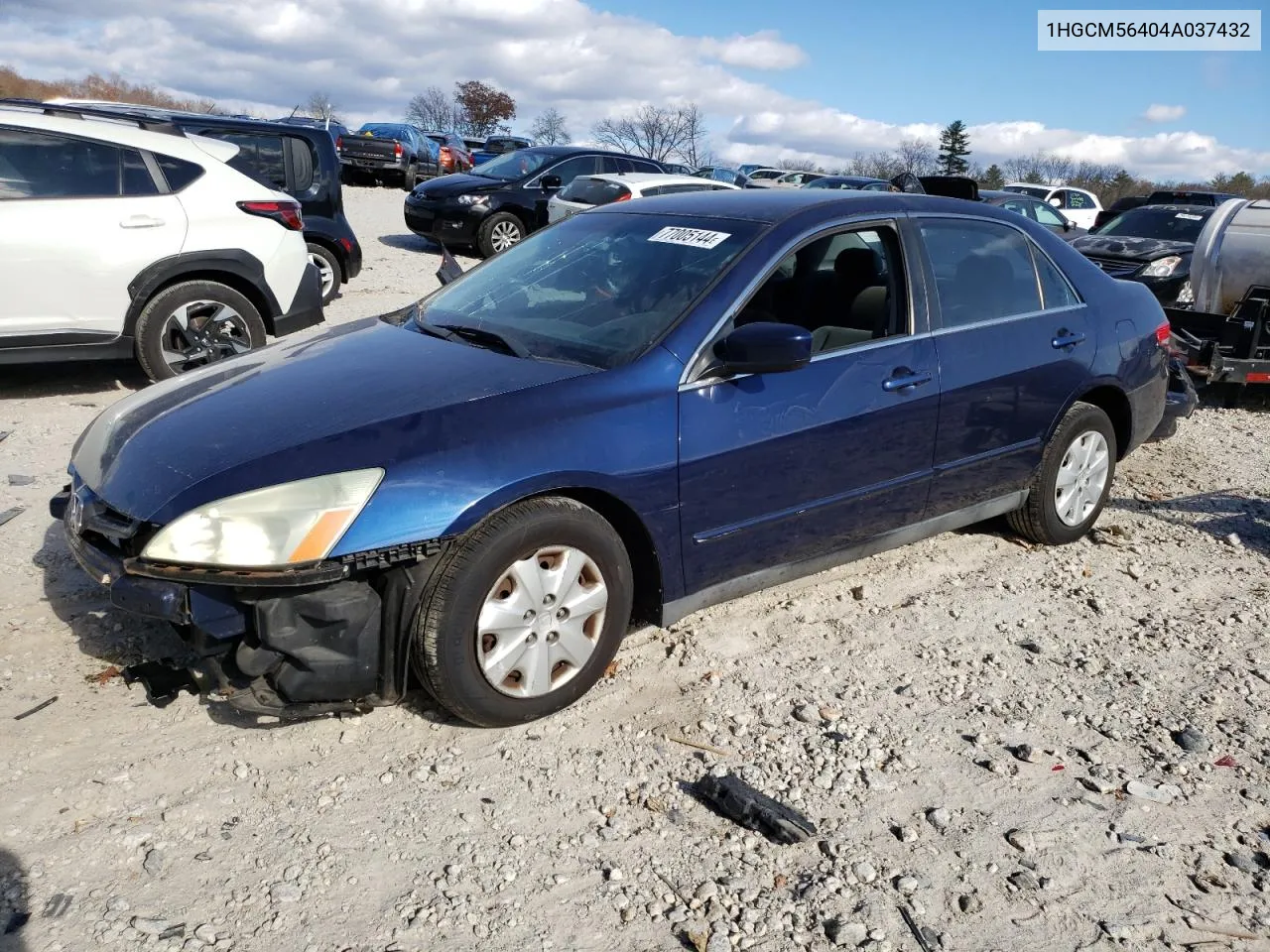 2004 Honda Accord Lx VIN: 1HGCM56404A037432 Lot: 77005144