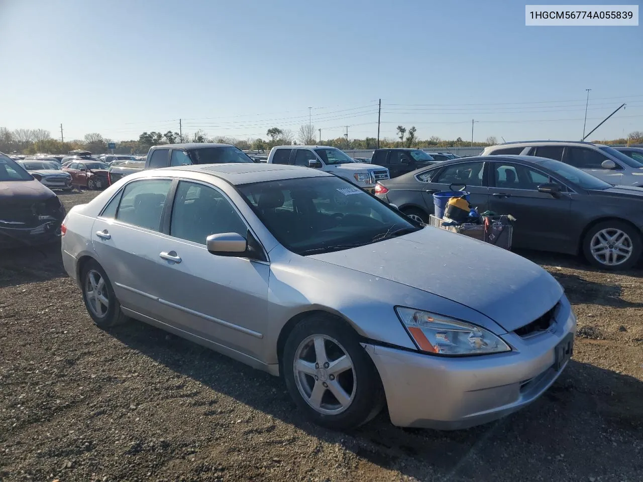 2004 Honda Accord Ex VIN: 1HGCM56774A055839 Lot: 77373234