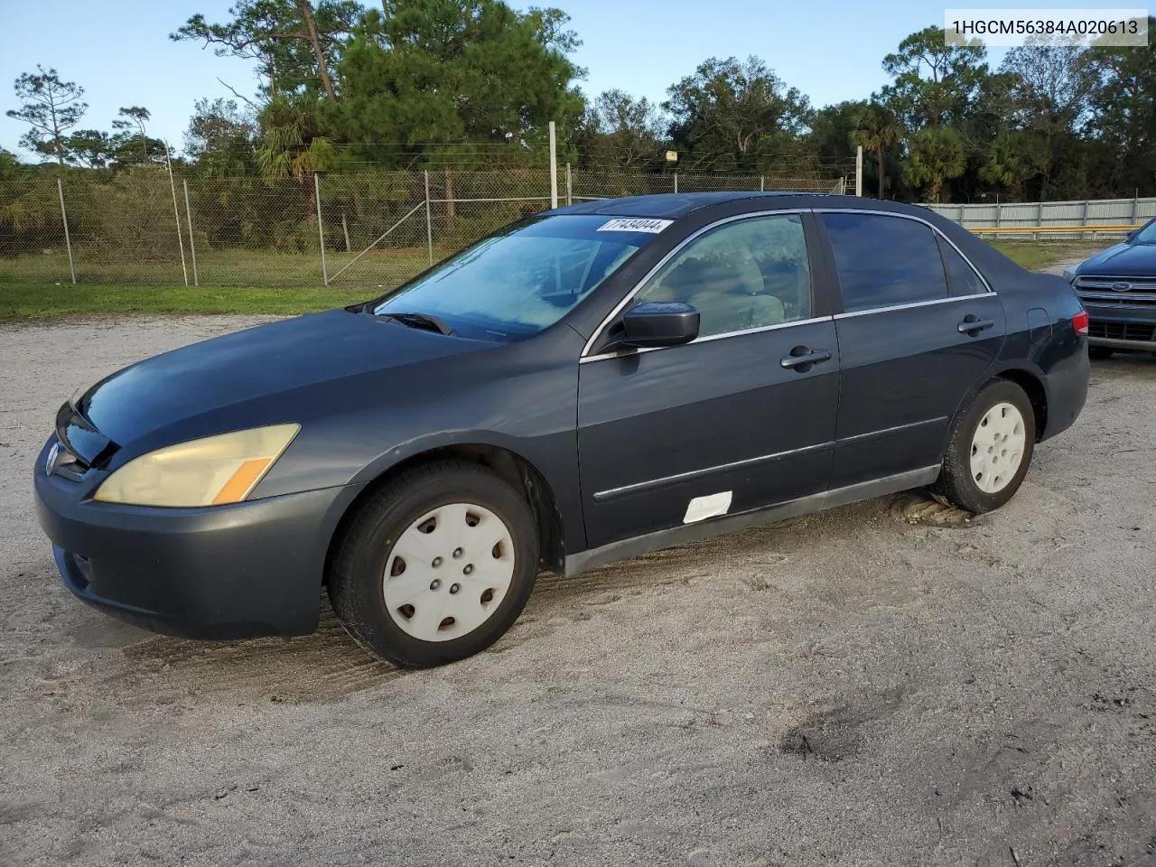 2004 Honda Accord Lx VIN: 1HGCM56384A020613 Lot: 77434044