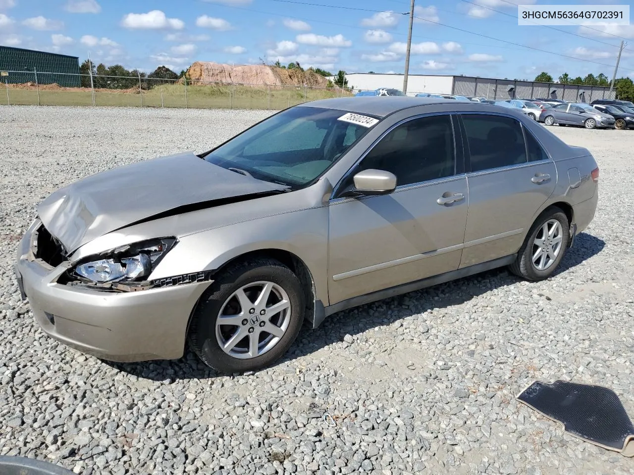 2004 Honda Accord Lx VIN: 3HGCM56364G702391 Lot: 78500234