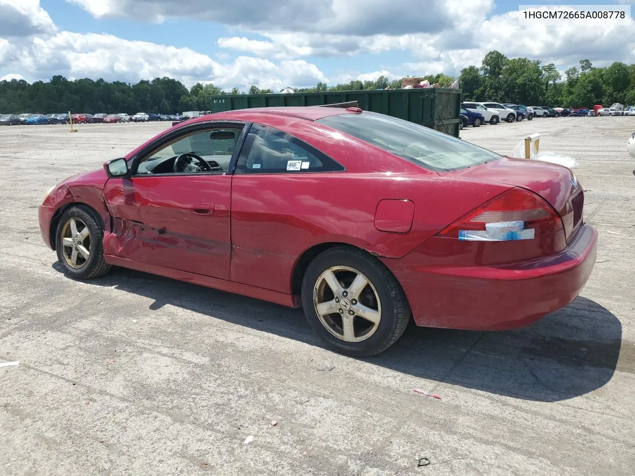 2005 Honda Accord Ex VIN: 1HGCM72665A008778 Lot: 60998904