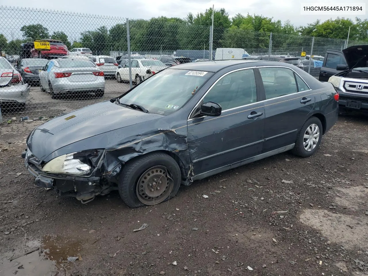 2005 Honda Accord Lx VIN: 1HGCM56445A171894 Lot: 62125594