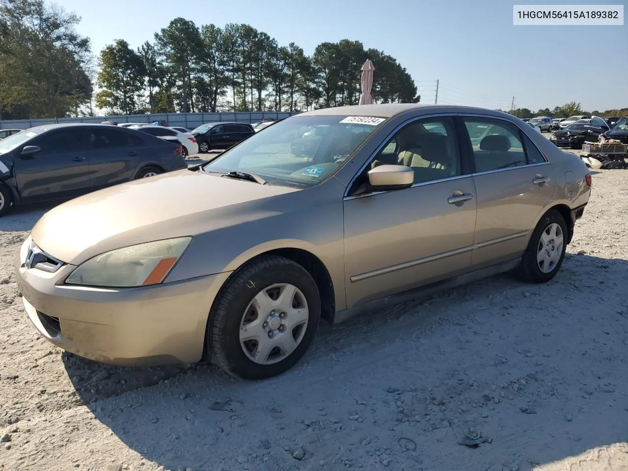 2005 Honda Accord Lx VIN: 1HGCM56415A189382 Lot: 75192234