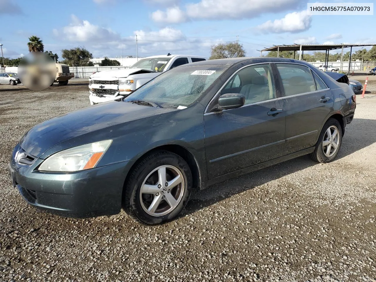 2005 Honda Accord Ex VIN: 1HGCM56775A070973 Lot: 77883004