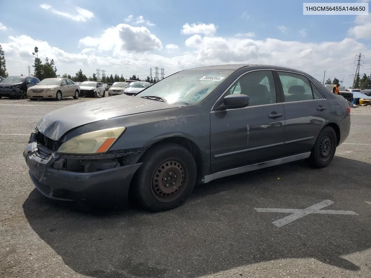 2005 Honda Accord Lx VIN: 1HGCM56455A146650 Lot: 78088264