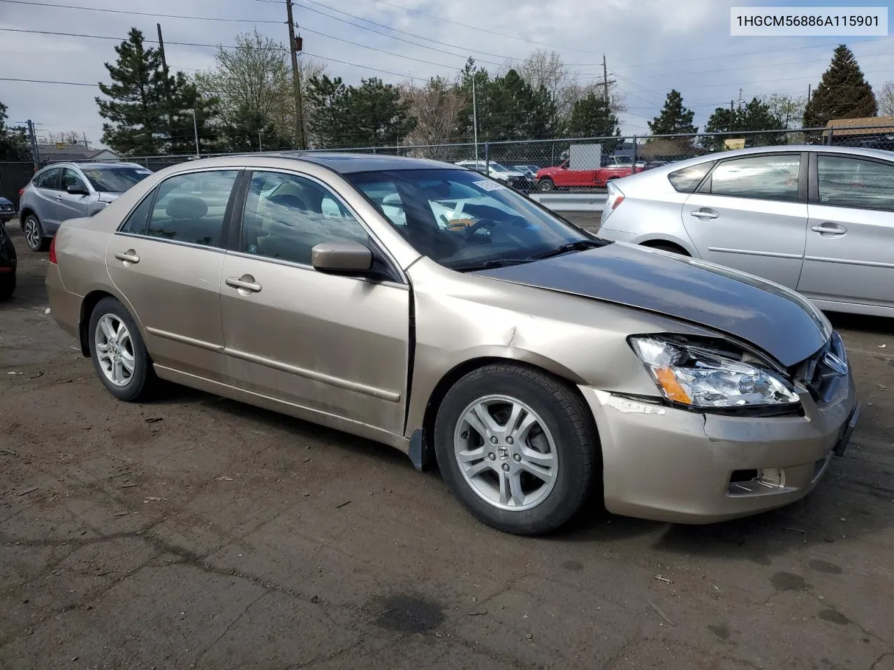 2006 Honda Accord Ex VIN: 1HGCM56886A115901 Lot: 51972594