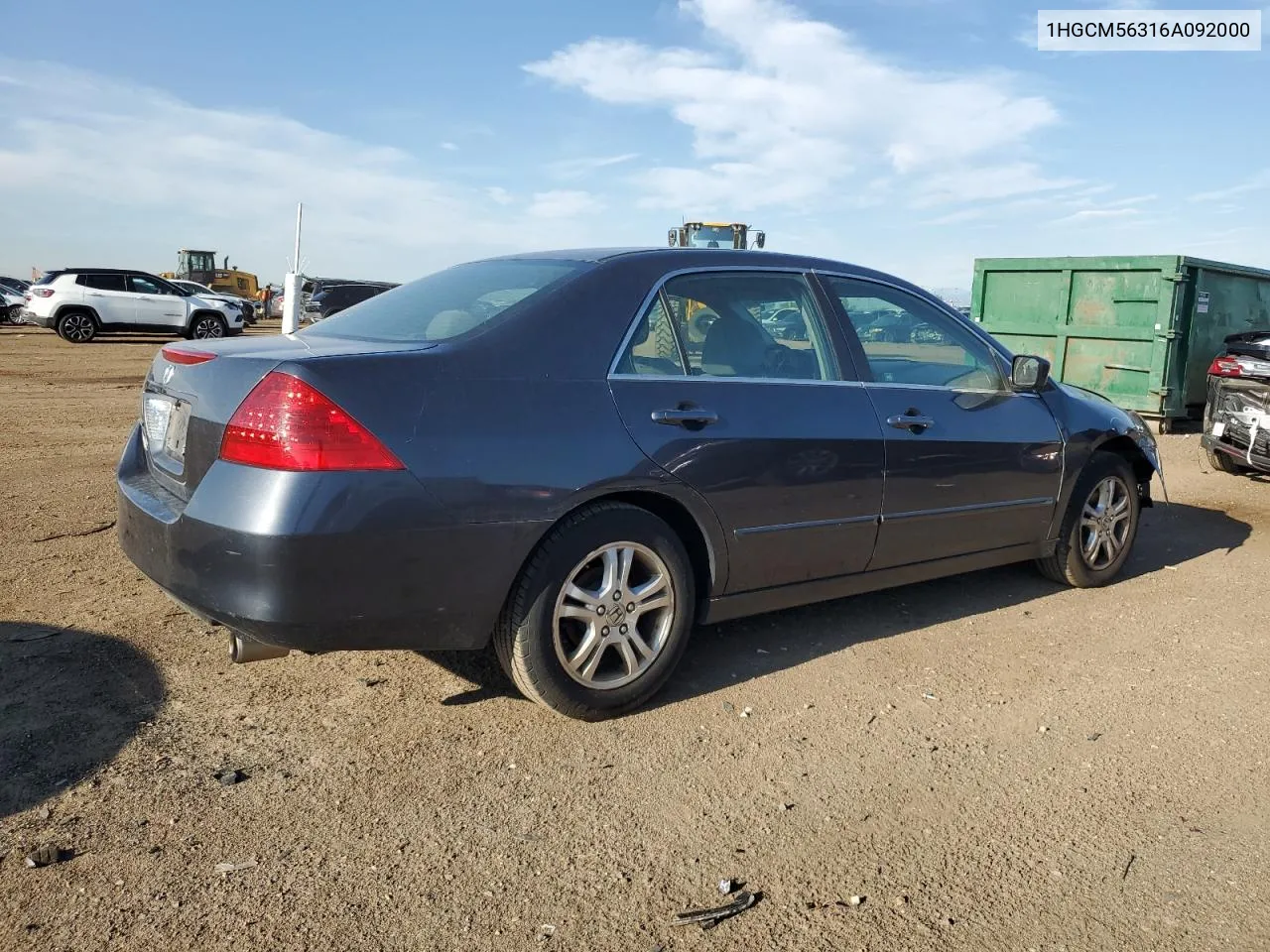 2006 Honda Accord Se VIN: 1HGCM56316A092000 Lot: 66340824