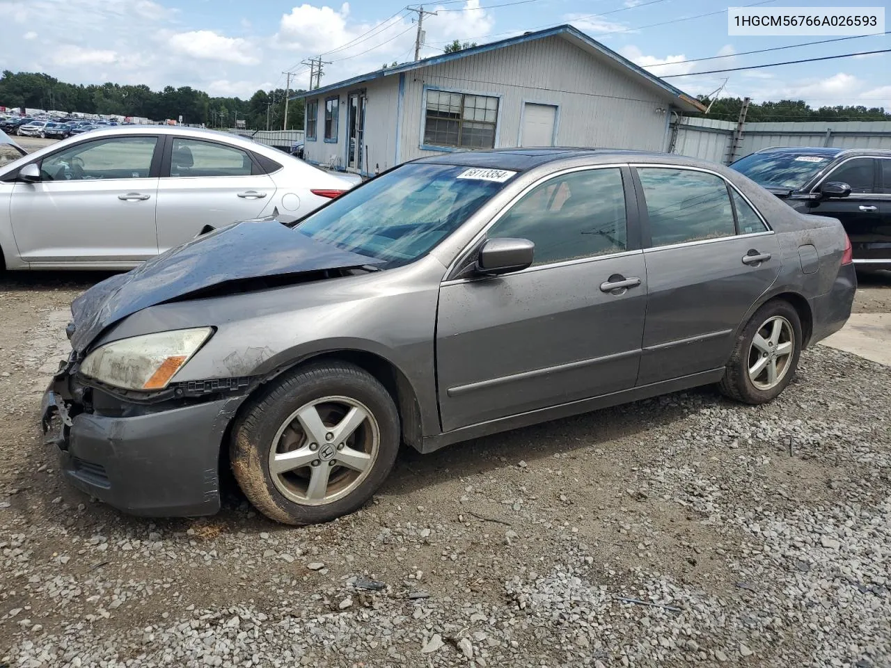 1HGCM56766A026593 2006 Honda Accord Ex