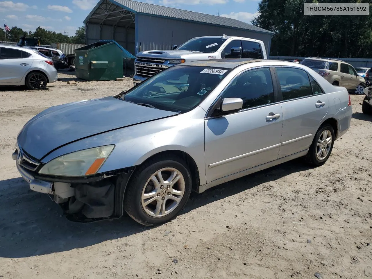 2006 Honda Accord Ex VIN: 1HGCM56786A151692 Lot: 73390934