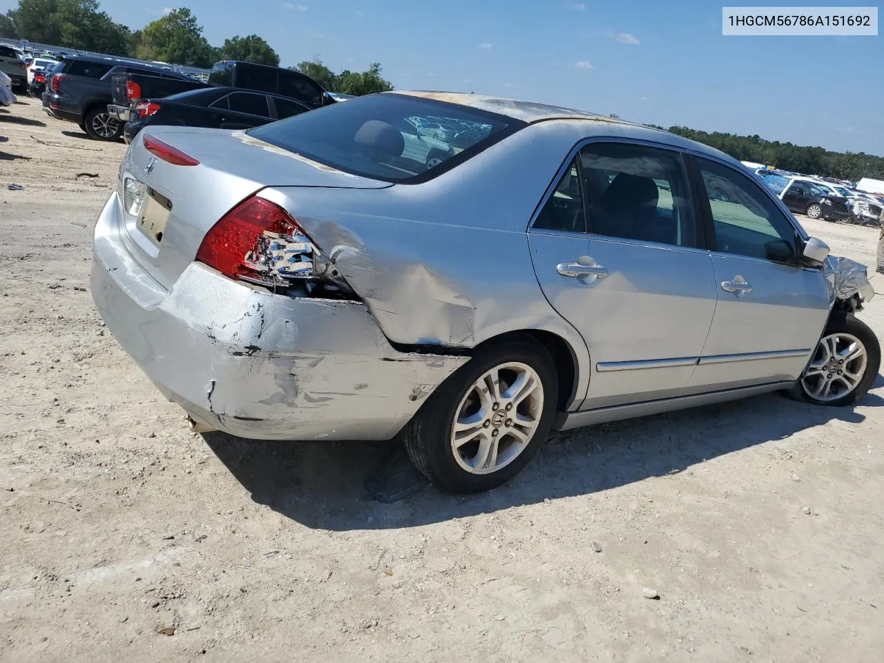 2006 Honda Accord Ex VIN: 1HGCM56786A151692 Lot: 73390934