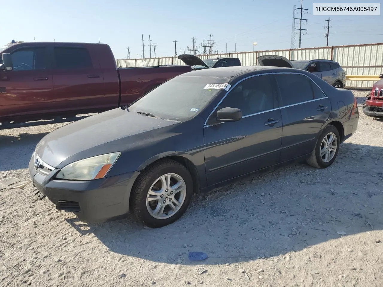 2006 Honda Accord Ex VIN: 1HGCM56746A005497 Lot: 74315684