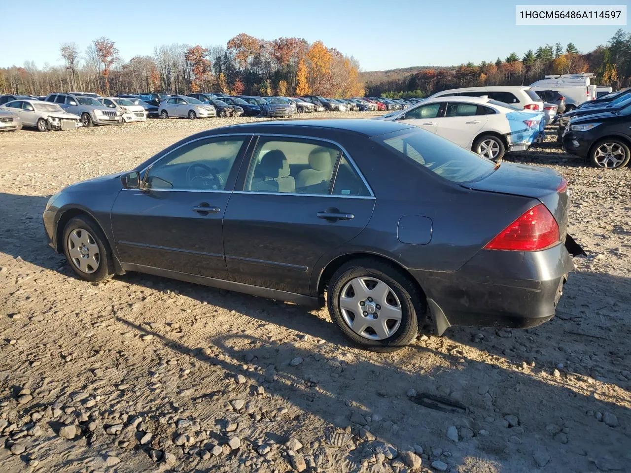 2006 Honda Accord Lx VIN: 1HGCM56486A114597 Lot: 77098454