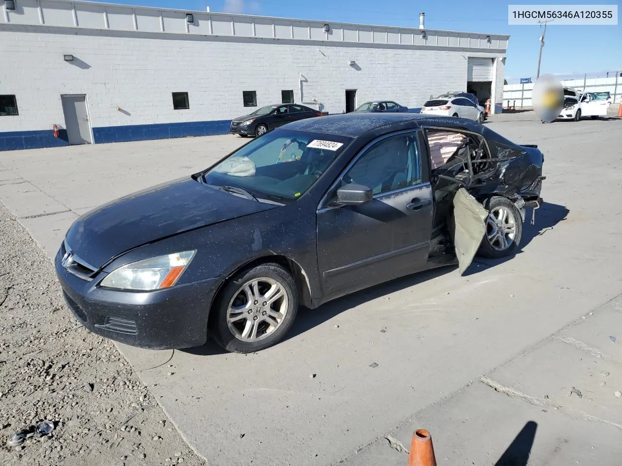 2006 Honda Accord Se VIN: 1HGCM56346A120355 Lot: 77694824