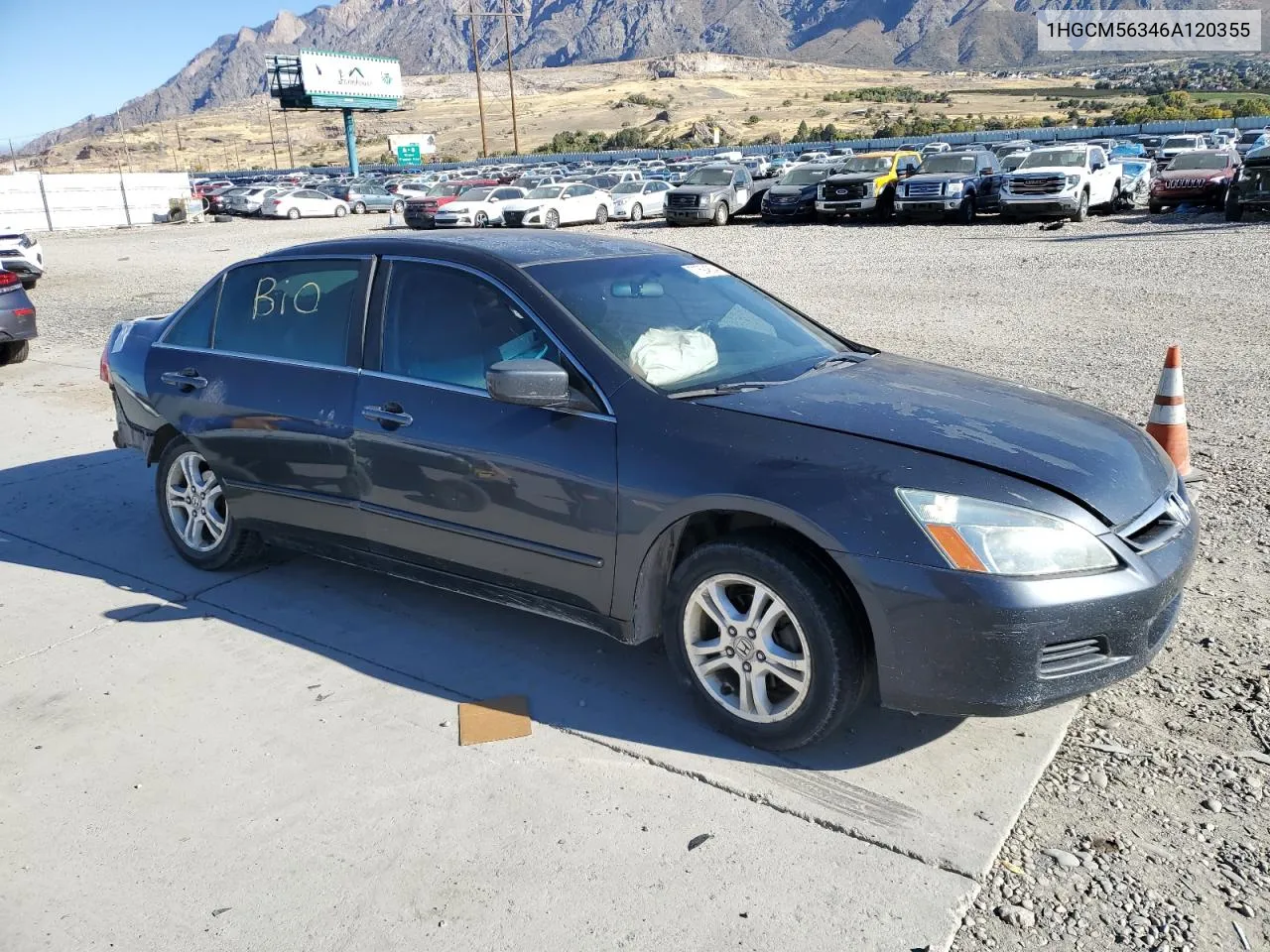 2006 Honda Accord Se VIN: 1HGCM56346A120355 Lot: 77694824