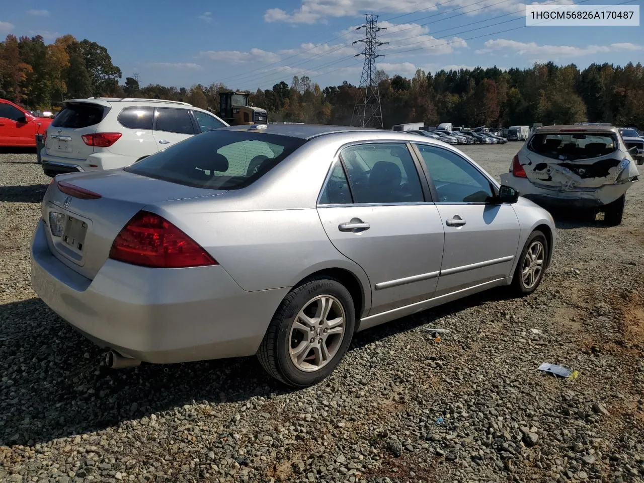 2006 Honda Accord Ex VIN: 1HGCM56826A170487 Lot: 77934264