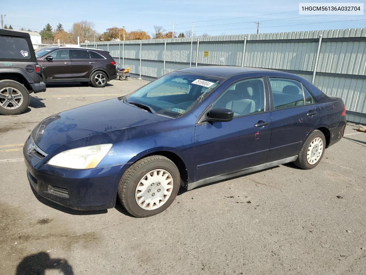 2006 Honda Accord Value VIN: 1HGCM56136A032704 Lot: 78189004