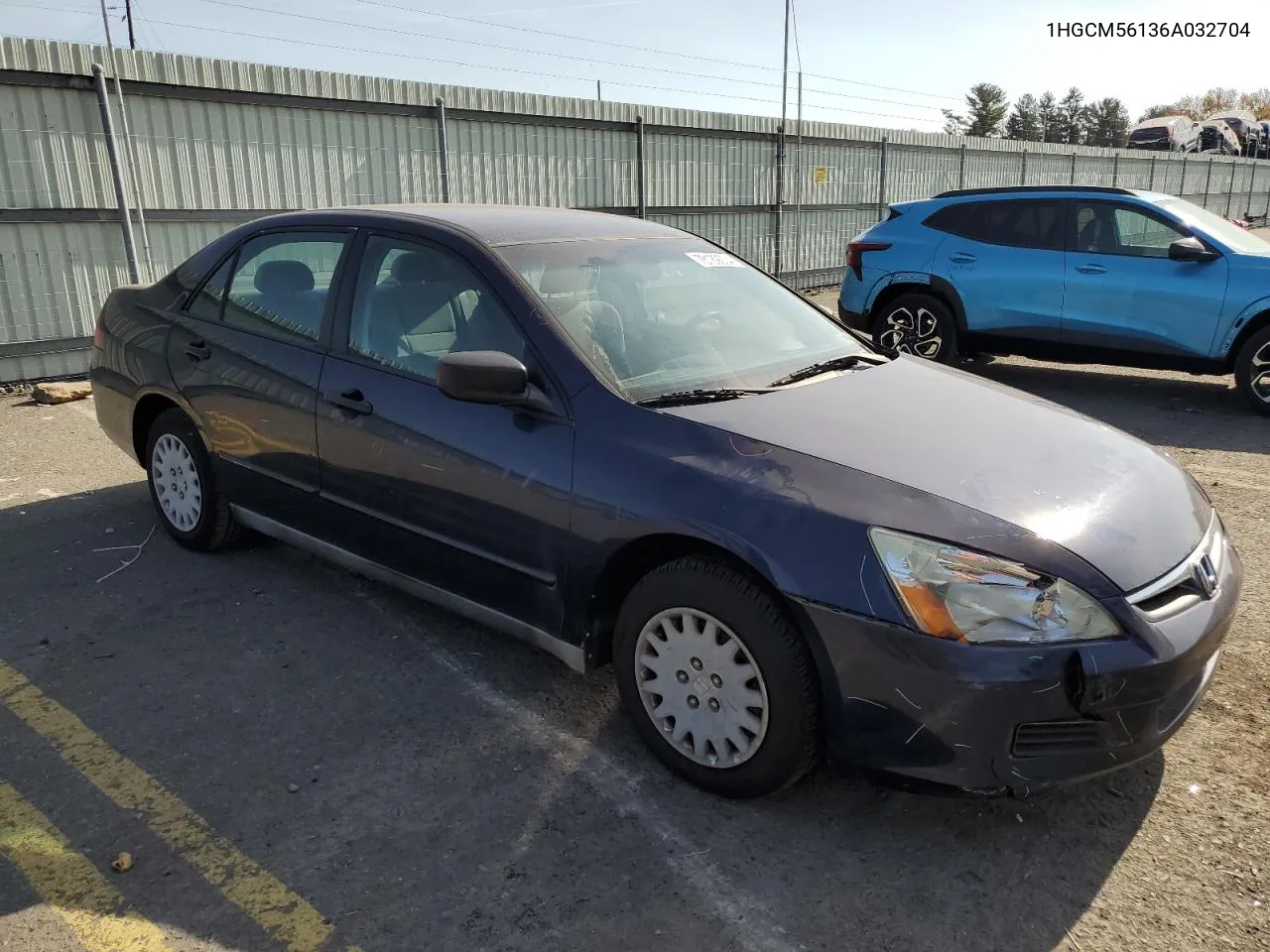 2006 Honda Accord Value VIN: 1HGCM56136A032704 Lot: 78189004