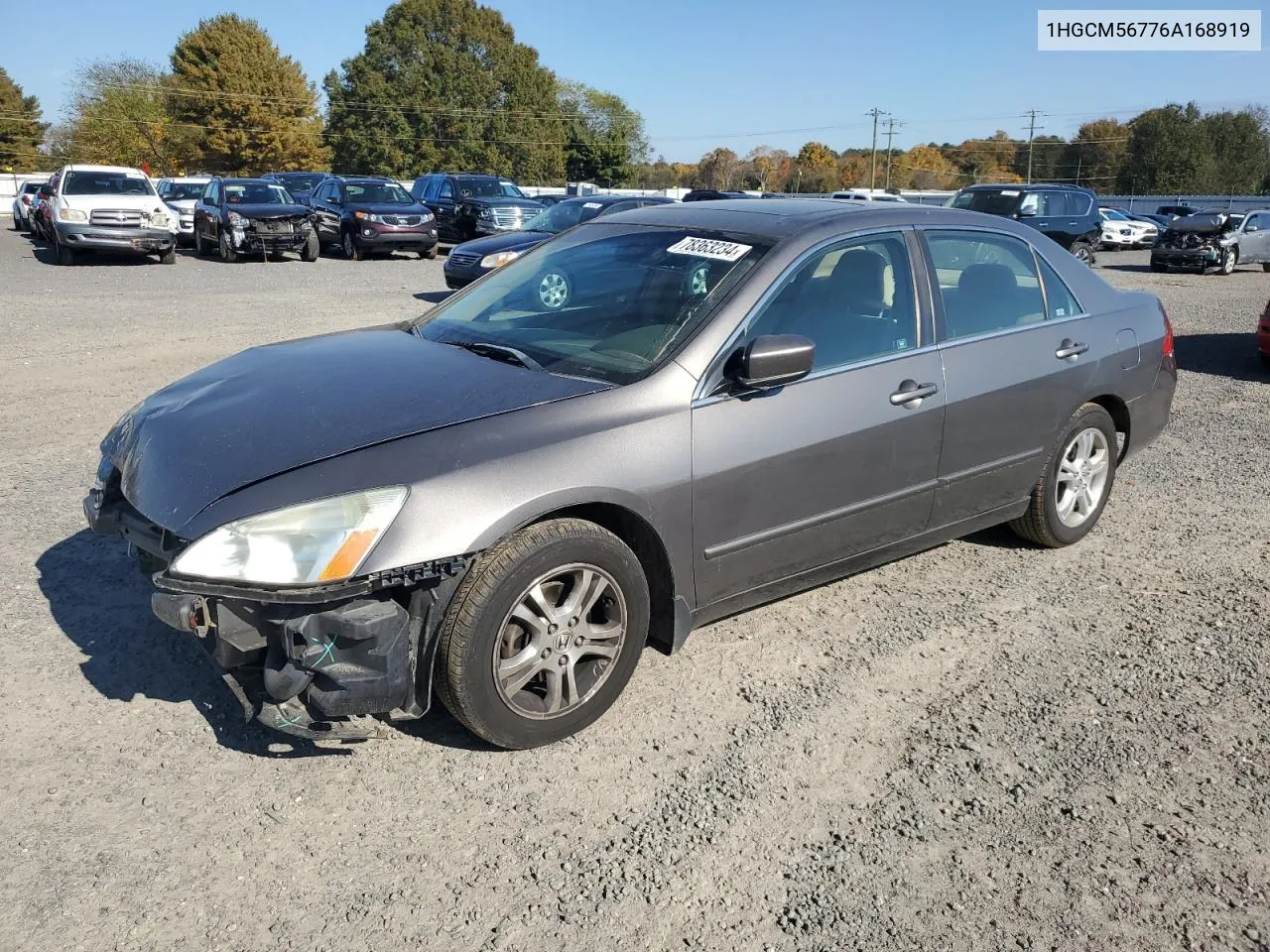 2006 Honda Accord Ex VIN: 1HGCM56776A168919 Lot: 78363234