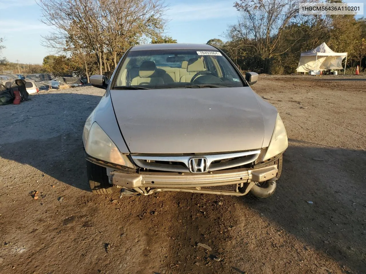 2006 Honda Accord Lx VIN: 1HGCM56436A110201 Lot: 78493964