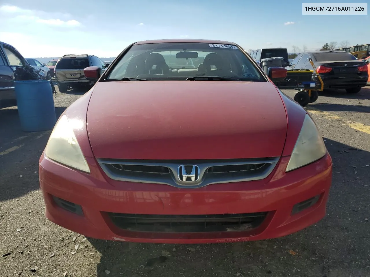 2006 Honda Accord Ex VIN: 1HGCM72716A011226 Lot: 81113694