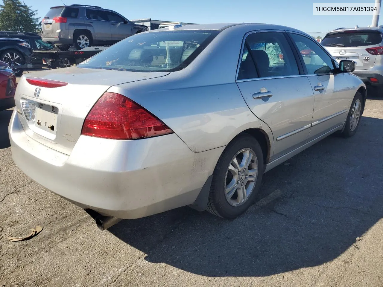 2007 Honda Accord Ex VIN: 1HGCM56817A051394 Lot: 75100484