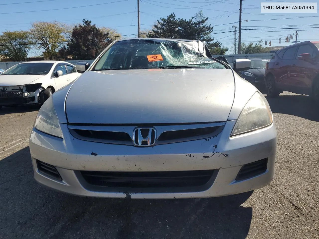 2007 Honda Accord Ex VIN: 1HGCM56817A051394 Lot: 75100484