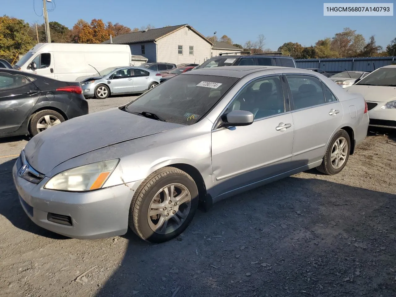 2007 Honda Accord Ex VIN: 1HGCM56807A140793 Lot: 77280774