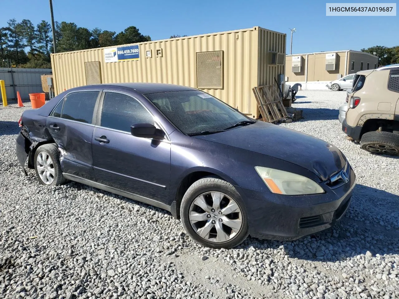 2007 Honda Accord Lx VIN: 1HGCM56437A019687 Lot: 77355744