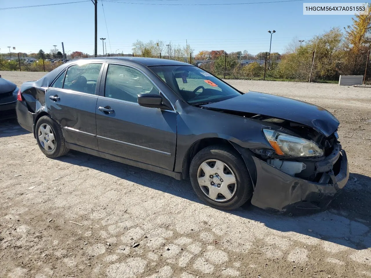 2007 Honda Accord Lx VIN: 1HGCM564X7A051553 Lot: 78743184