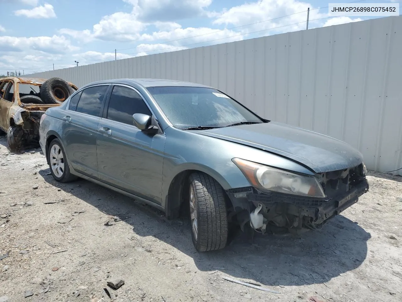 2008 Honda Accord Exl VIN: JHMCP26898C075452 Lot: 66956284