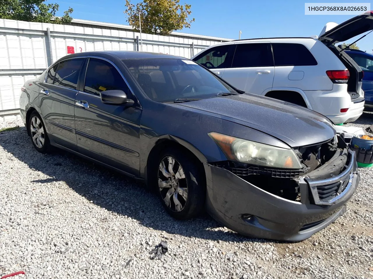 2008 Honda Accord Exl VIN: 1HGCP368X8A026653 Lot: 70620314