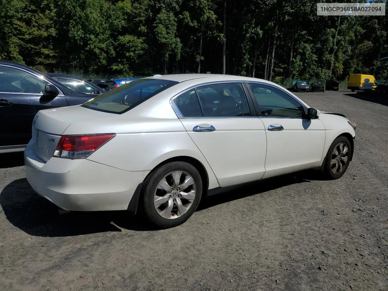 2008 Honda Accord Exl VIN: 1HGCP36858A027094 Lot: 70871464