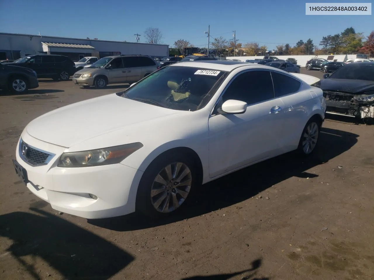 2008 Honda Accord Exl VIN: 1HGCS22848A003402 Lot: 76712734