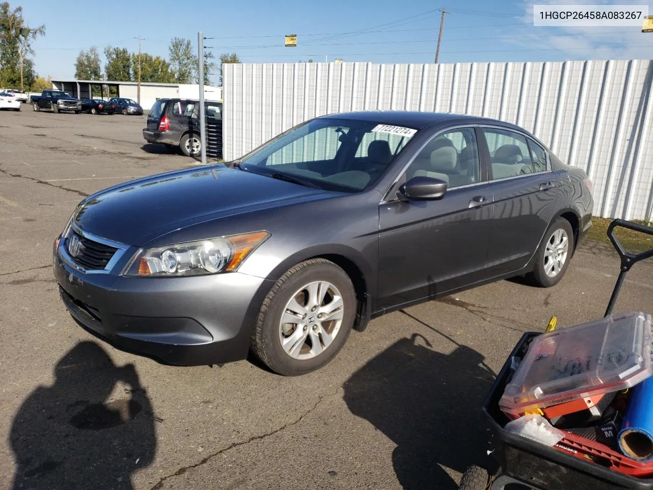 2008 Honda Accord Lxp VIN: 1HGCP26458A083267 Lot: 77221274