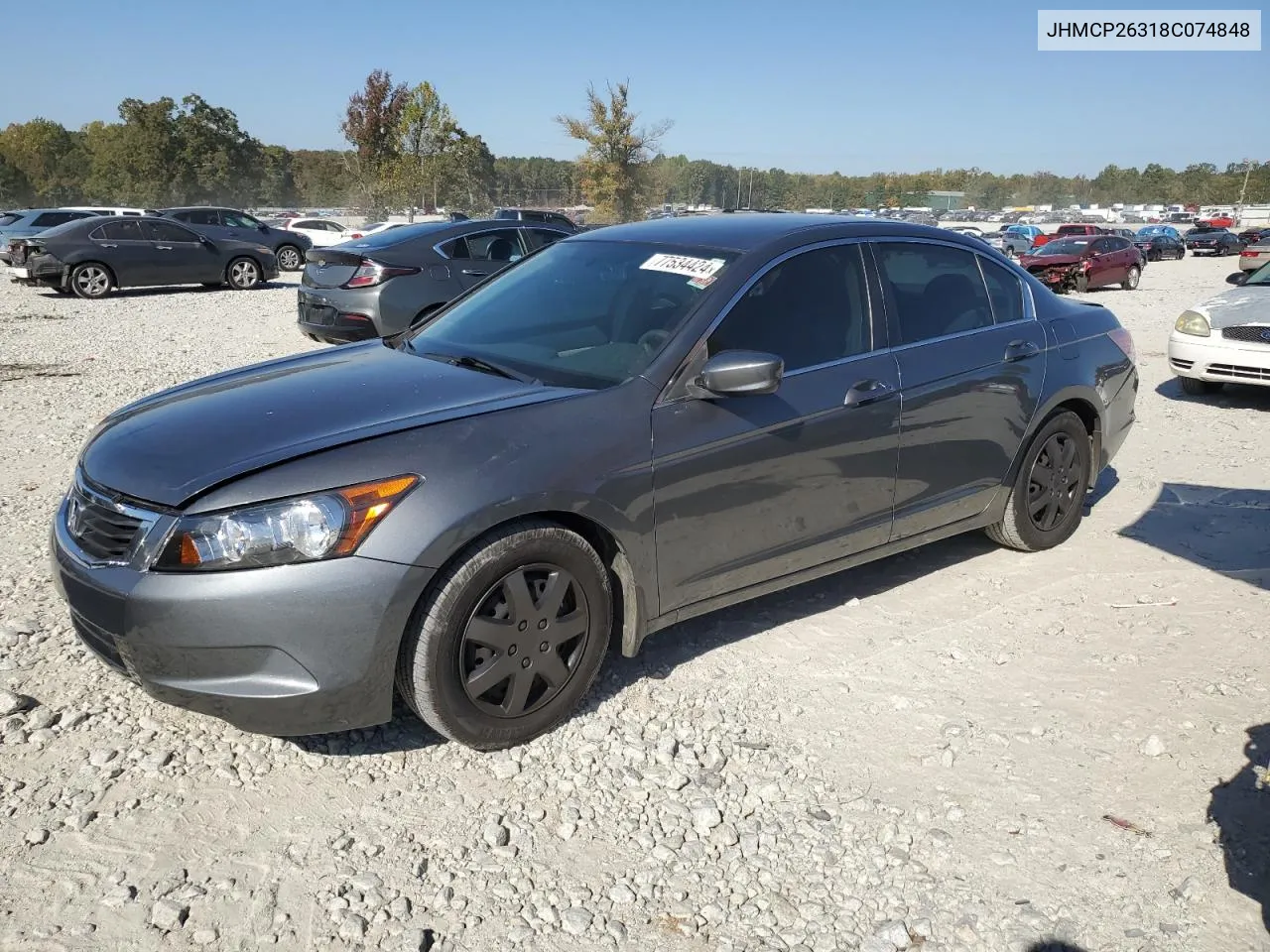 2008 Honda Accord Lx VIN: JHMCP26318C074848 Lot: 77534424