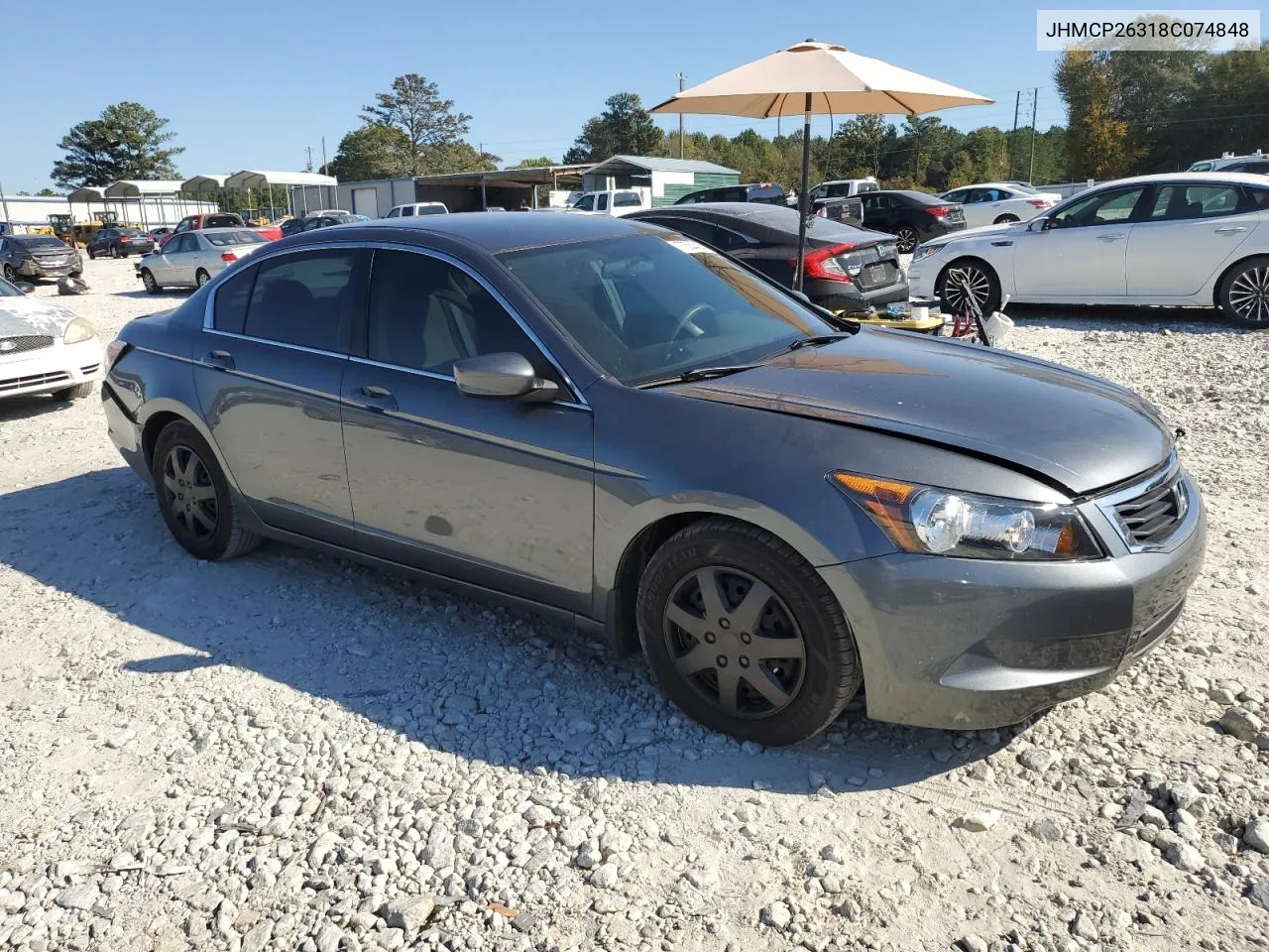 2008 Honda Accord Lx VIN: JHMCP26318C074848 Lot: 77534424