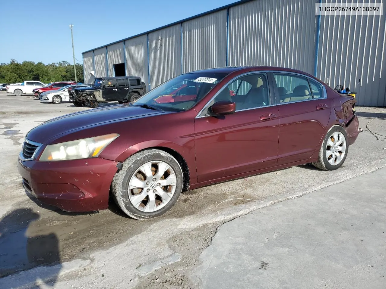 2009 Honda Accord Ex VIN: 1HGCP26749A138397 Lot: 75247314