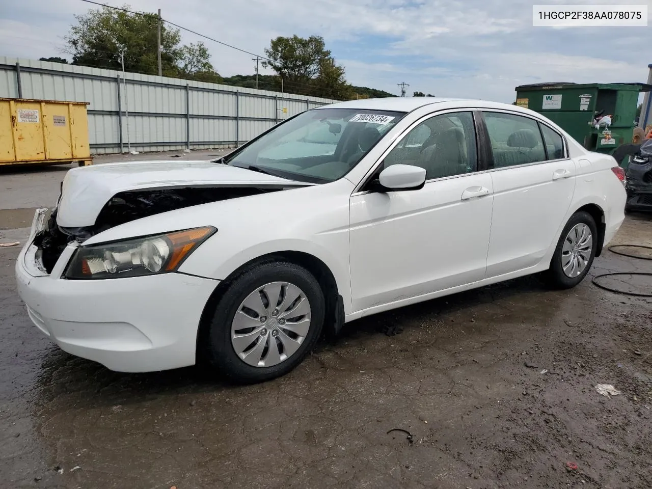 1HGCP2F38AA078075 2010 Honda Accord Lx