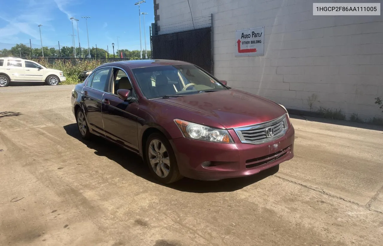 1HGCP2F86AA111005 2010 Honda Accord Exl