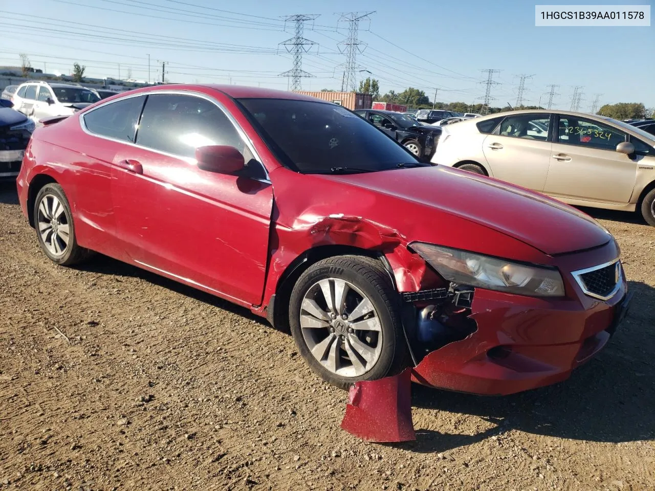 2010 Honda Accord Lx VIN: 1HGCS1B39AA011578 Lot: 72053574