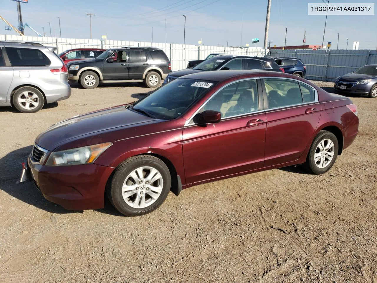 2010 Honda Accord Lxp VIN: 1HGCP2F41AA031317 Lot: 72073704