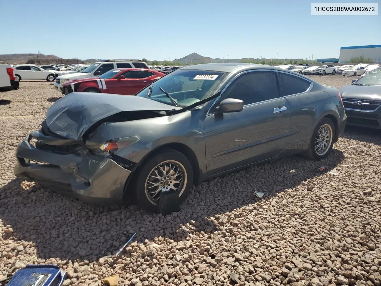 2010 Honda Accord Exl VIN: 1HGCS2B89AA002672 Lot: 72280334