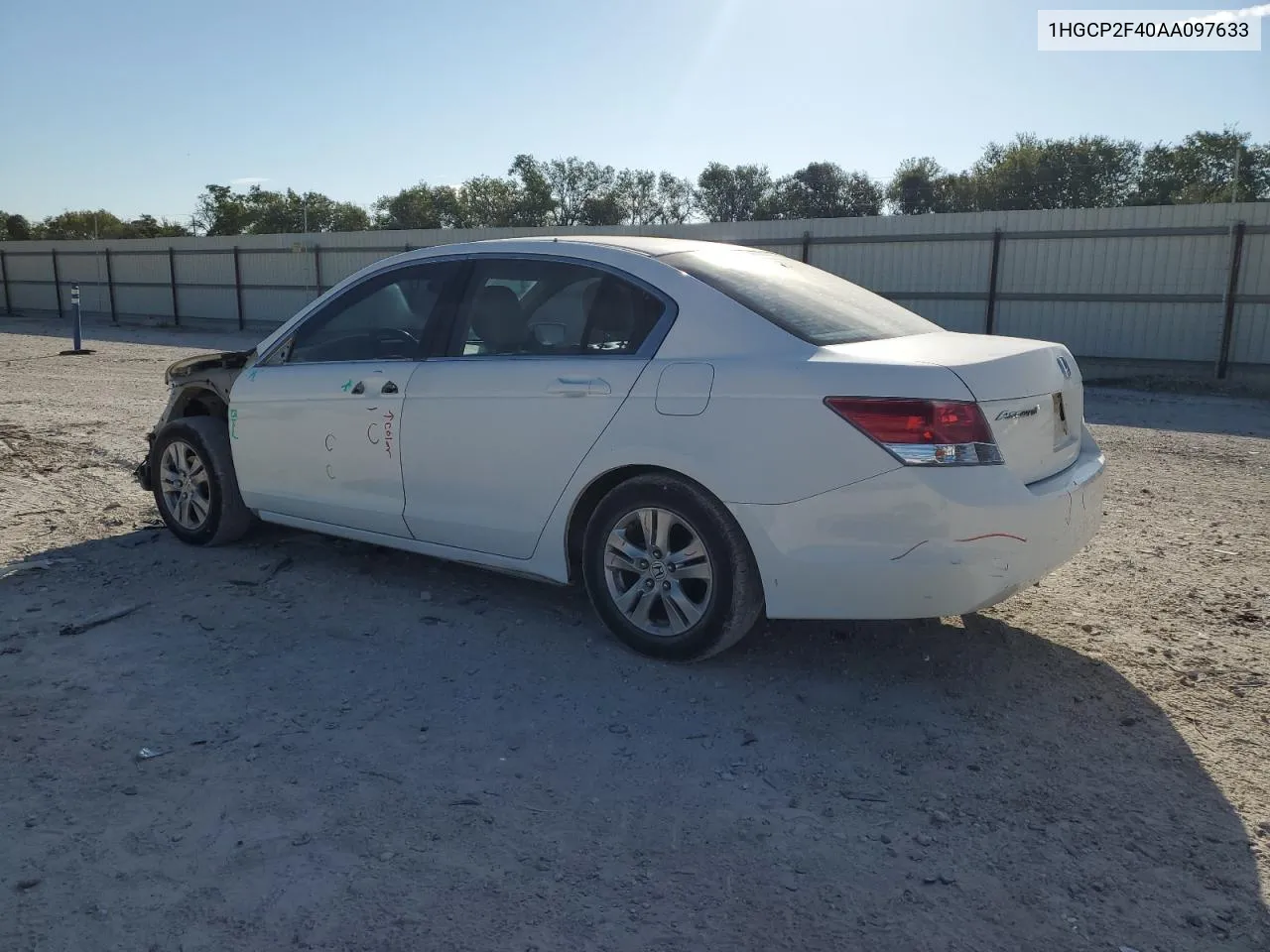 2010 Honda Accord Lxp VIN: 1HGCP2F40AA097633 Lot: 74744504