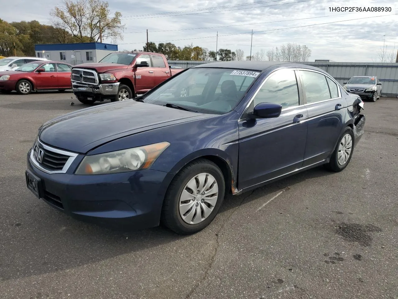 2010 Honda Accord Lx VIN: 1HGCP2F36AA088930 Lot: 77537894