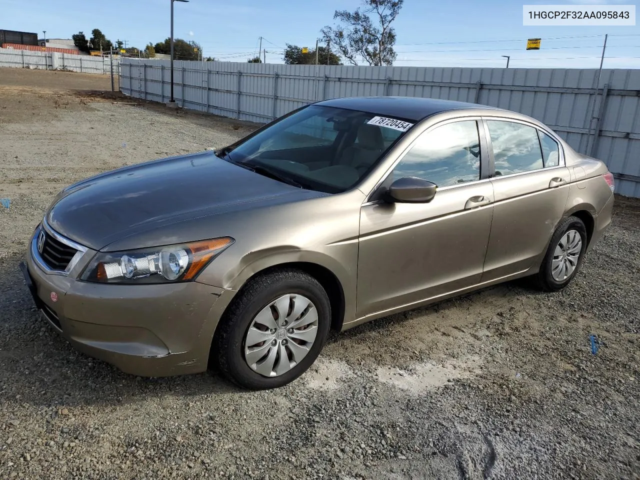 2010 Honda Accord Lx VIN: 1HGCP2F32AA095843 Lot: 78720454