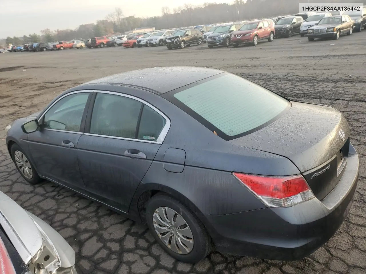 2010 Honda Accord Lx VIN: 1HGCP2F34AA136442 Lot: 78752744