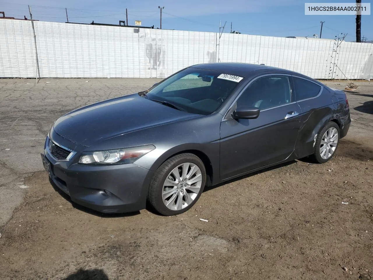 2010 Honda Accord Exl VIN: 1HGCS2B84AA002711 Lot: 79575994