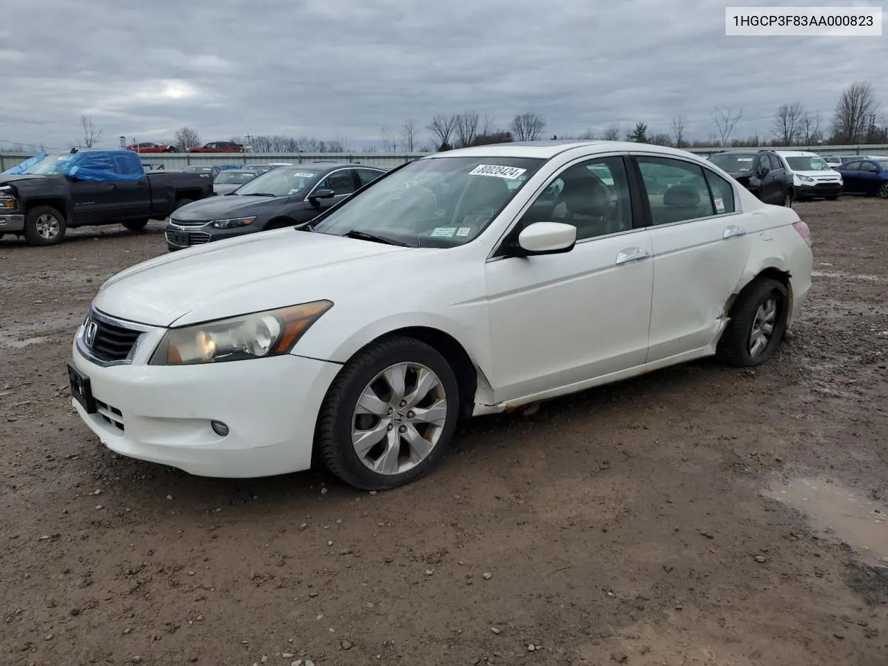 2010 Honda Accord Exl VIN: 1HGCP3F83AA000823 Lot: 80028424