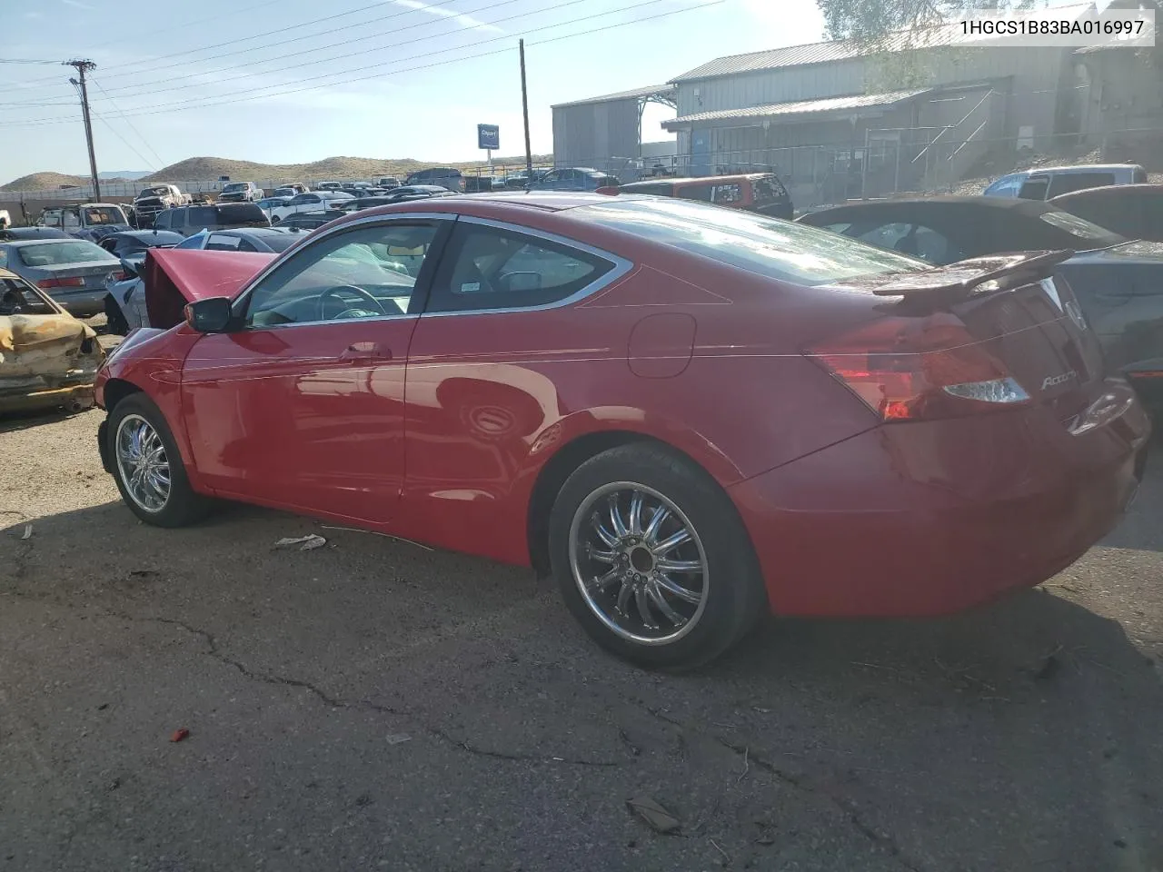 2011 Honda Accord Exl VIN: 1HGCS1B83BA016997 Lot: 62565174