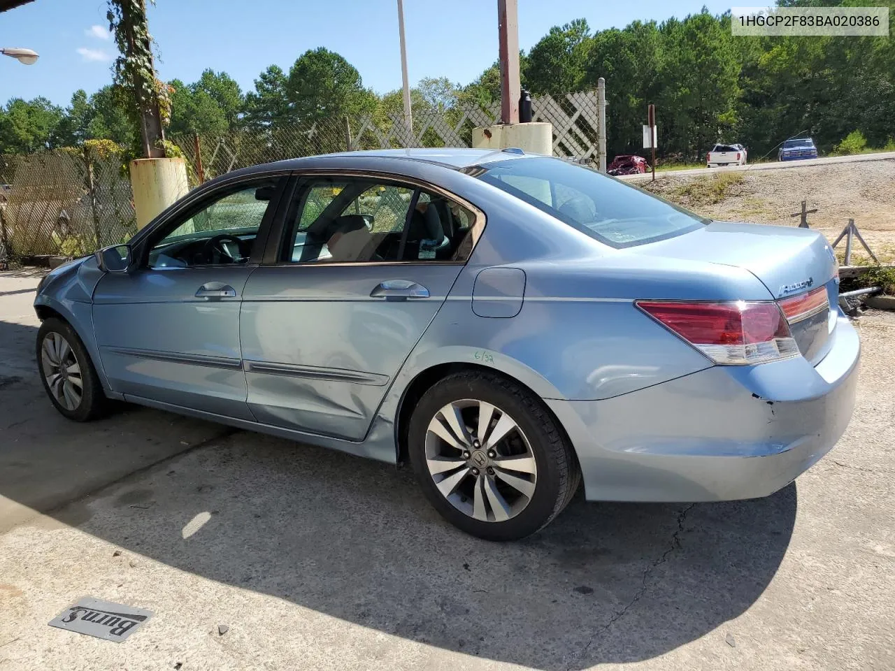 2011 Honda Accord Exl VIN: 1HGCP2F83BA020386 Lot: 68719874